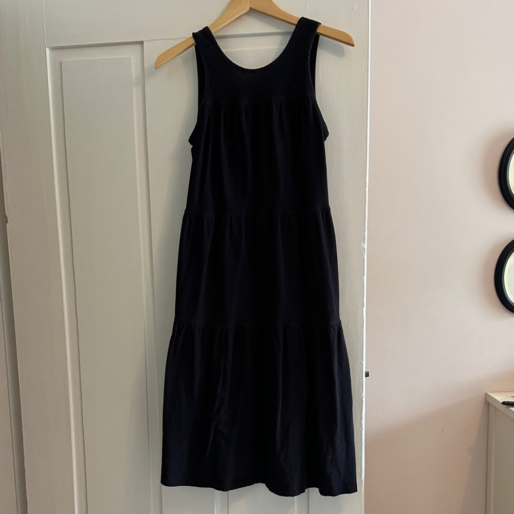 Everlane Black Cotton Tiered Midi Dress